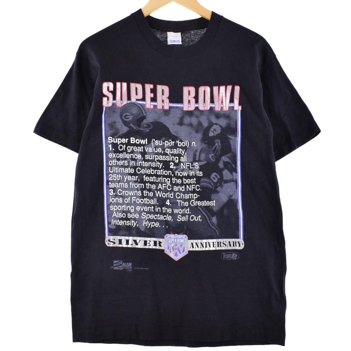 古着 90年代 SALEM SPORTSWEAR NFL SUPER BOWL XXV スーパーボウル スポーツプリントTシャツ メンズM