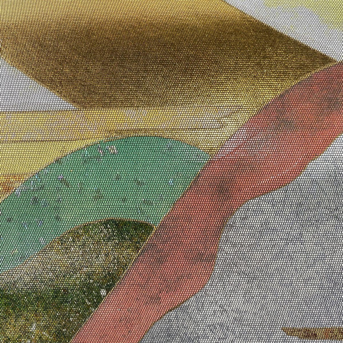 袋帯 秀品 山並み 霞 箔 金彩 金色 お太鼓柄 正絹