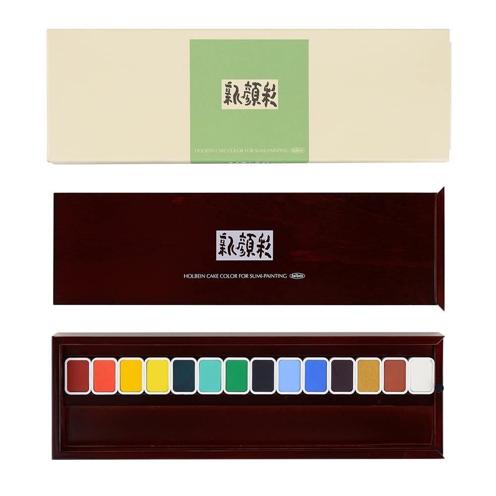 ホルベイン 日本画調固形水彩絵具 新顔彩 N351 14色セット 02351