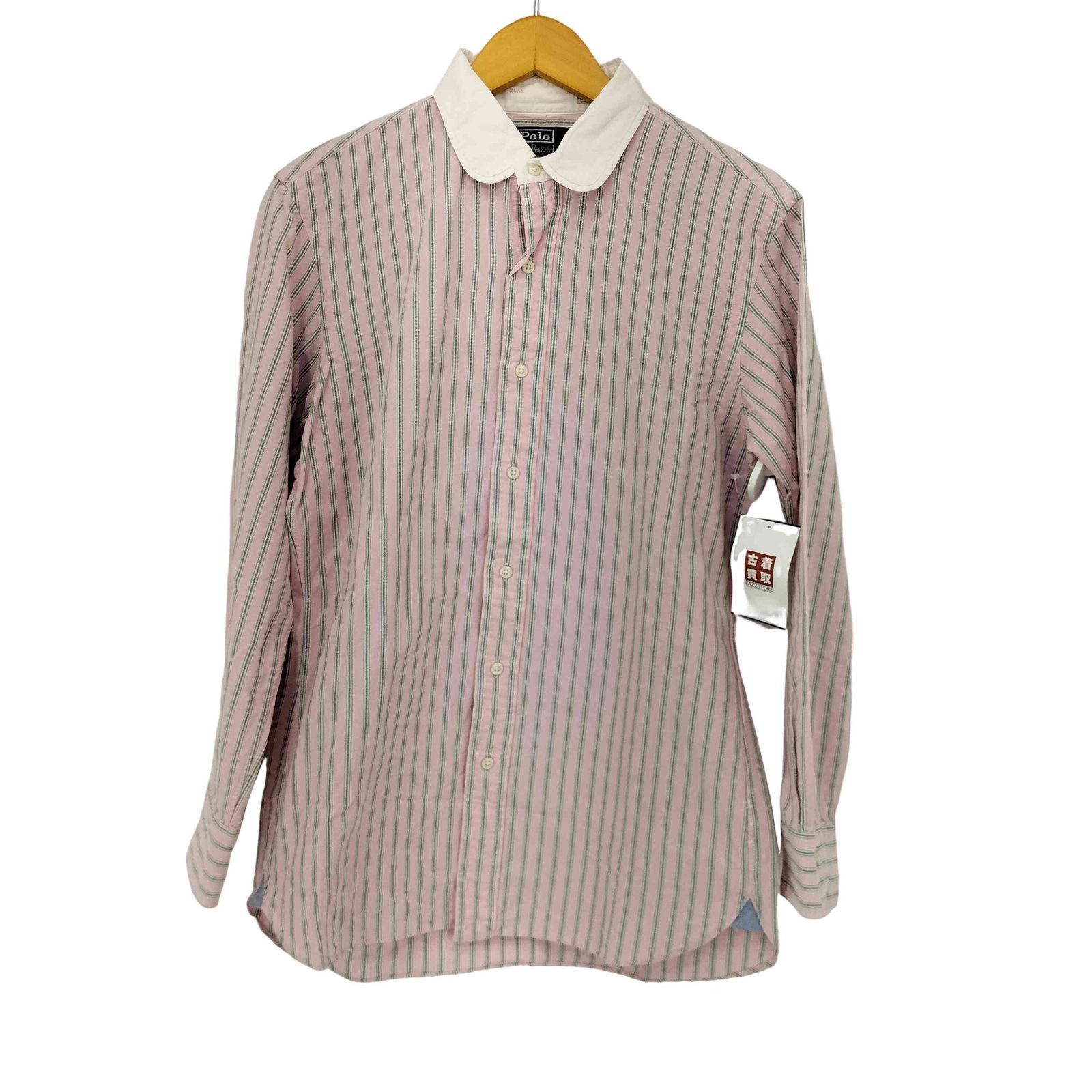 ポロバイラルフローレン Polo by RALPH LAUREN コットン 丸襟 ストライプ L/S シャツ メンズ import：M 