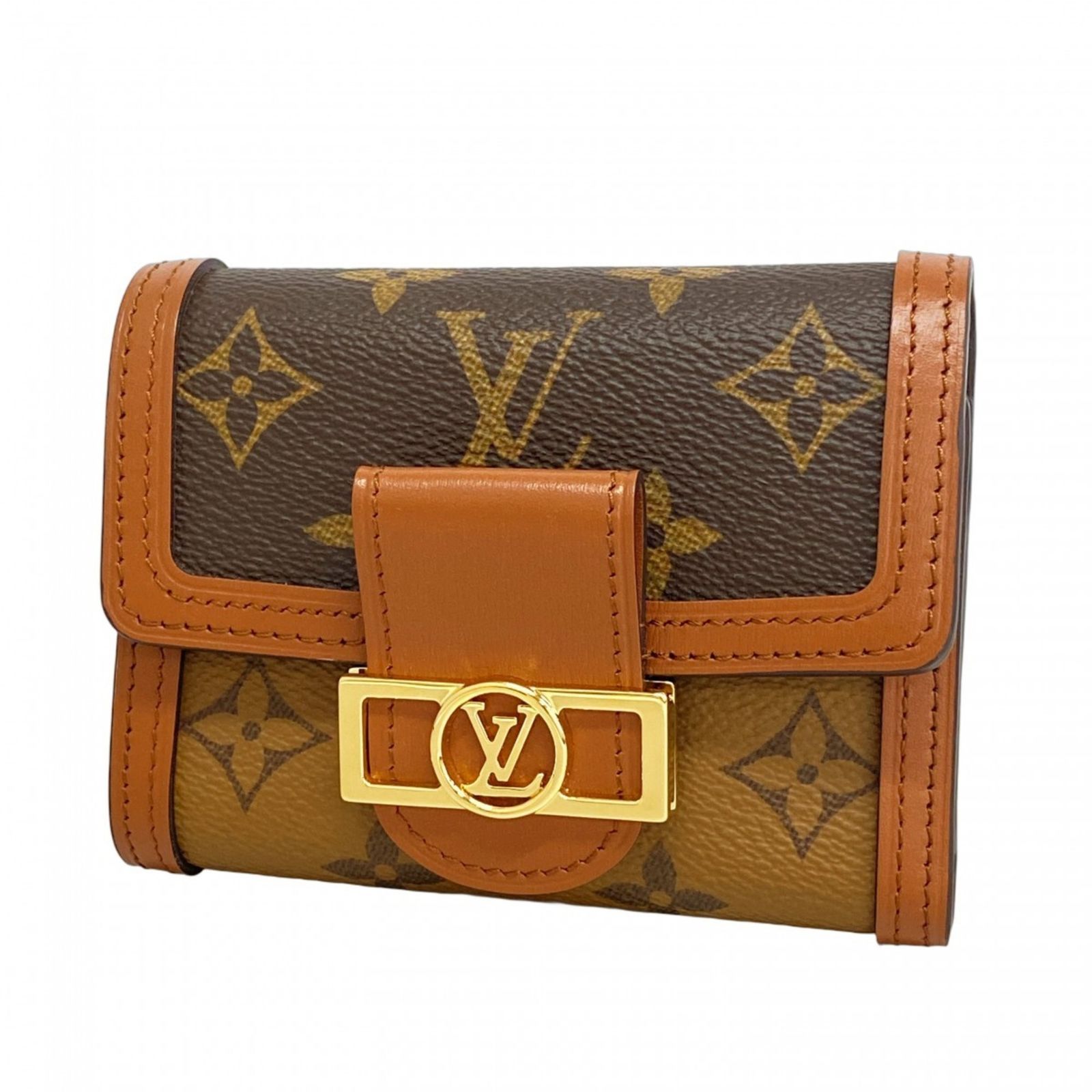 ルイ ヴィトン Louis Vuitton ルイ ヴィトン 三つ折り財布 モノグラム リバース ポルトフォイユドーフィーヌ コンパクト M68725 ブラウンレディース