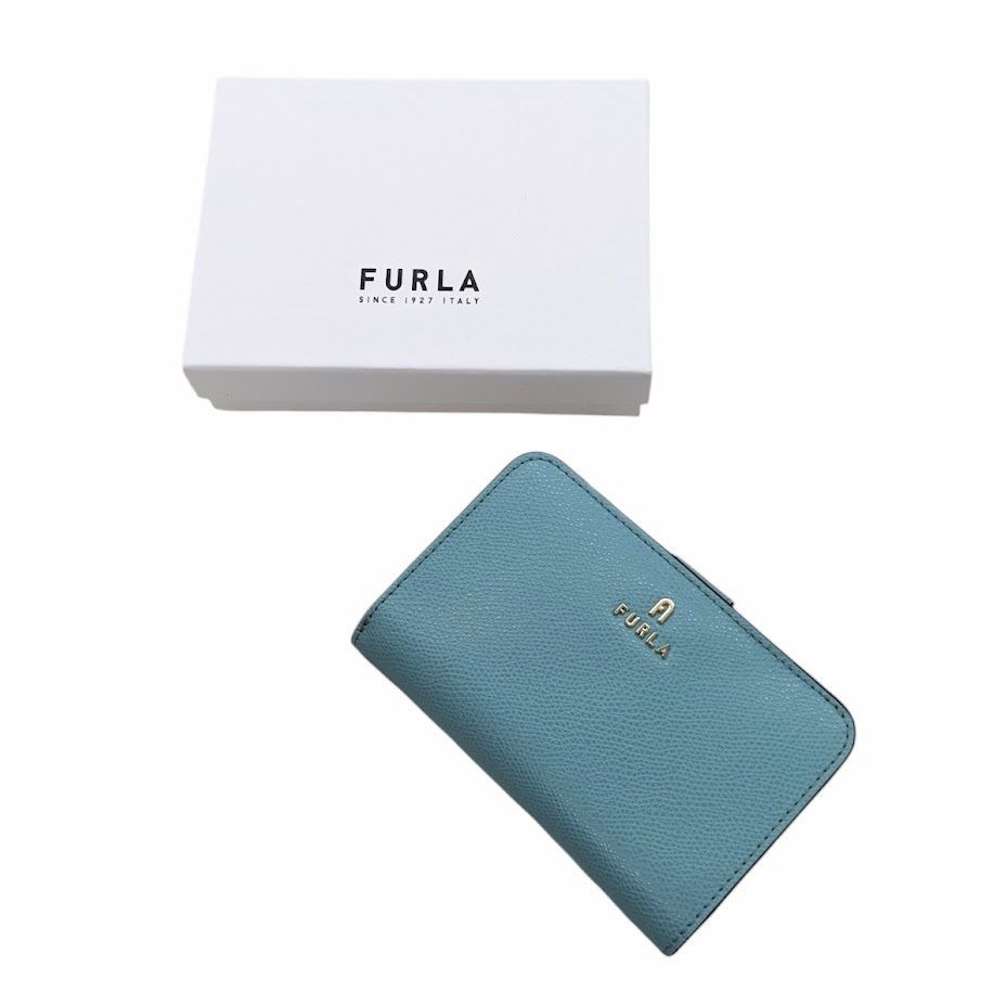 FURLA フルラ ラウンドファスナー 三つ折り財布 カメリア レザー スモール コンパクト き