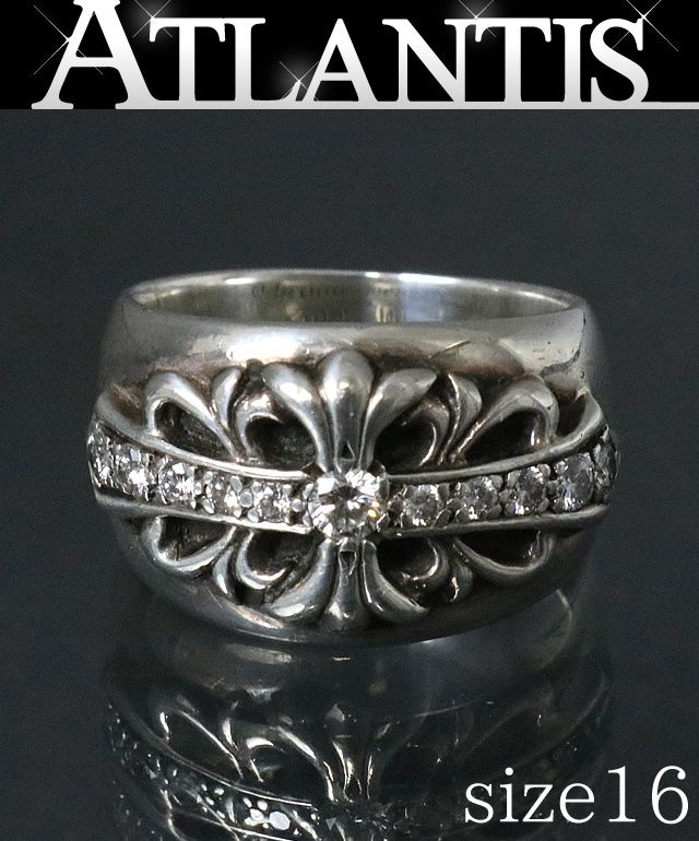 美品✨クロムハーツ フローラルリング パヴェダイア リング シルバー925 CHROME HEARTS FLORAL CROSS RING PAVE DIAMOND クロムハーツ