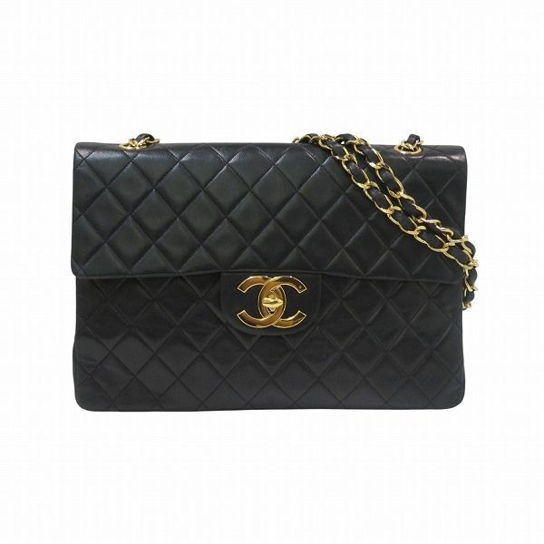 シャネル CHANEL デカマトラッセ34 ダブルチェーン ラムスキン バッグ ショルダーバッグ レディース
