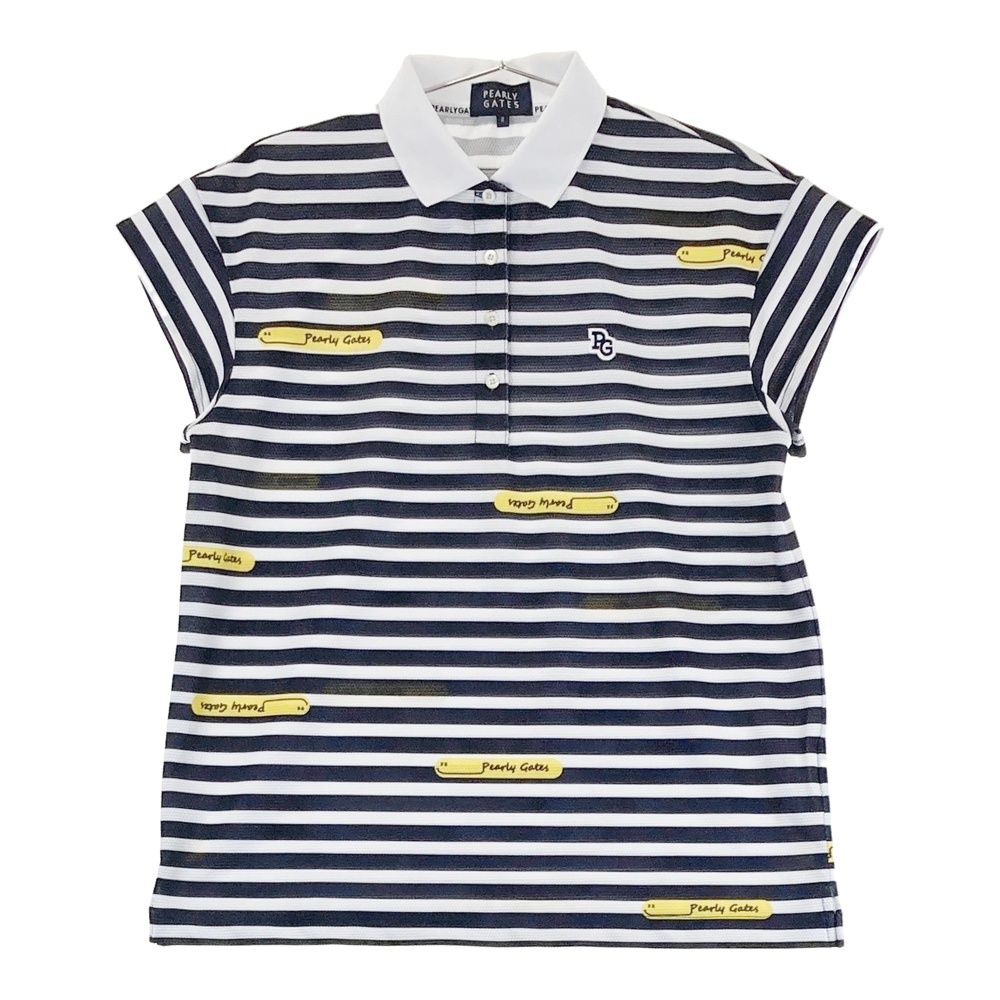 サイズ 2 PEARLY GATES パーリーゲイツ モデル 半袖ポロシャツ ボーダー柄 ホワイト系 240101541615 ゴルフウェア レディース ストスト