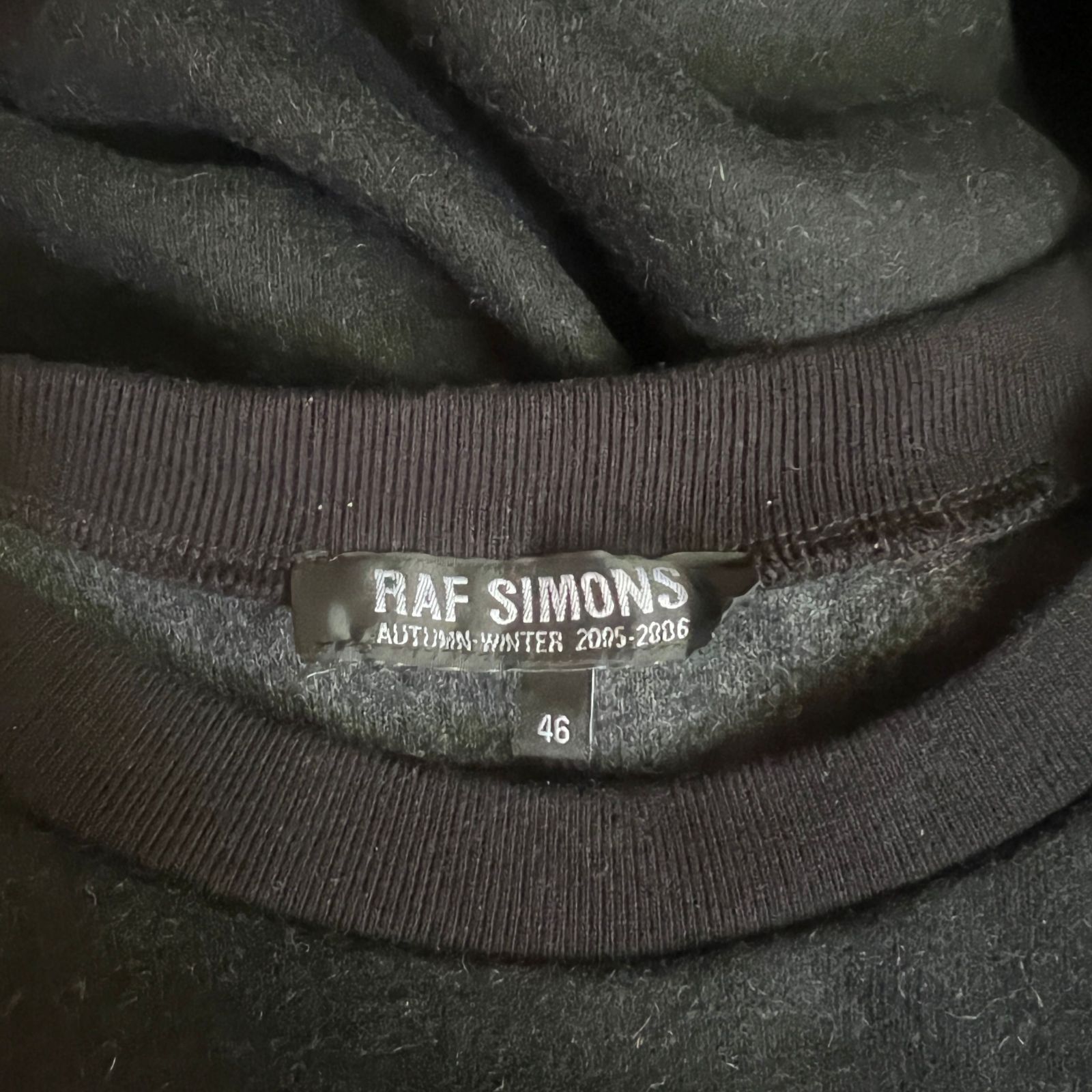 RAF SIMONS (ラフシモンズ) 05AW ポルターガイスト期 オーバーサイズパッチワーク クルーネックスウェットトレーナー ブラック/ホワイト