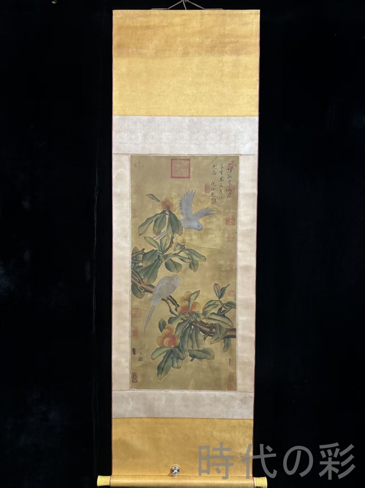 中国古美術 清代 絹本手描き 黄筌 花鳥図 三尺 牙軸 手絵花鳥図 肉筆 古玩 中国書画 古美味 掛け物 人物図 中堂画 装飾画 時代画家 R07100731