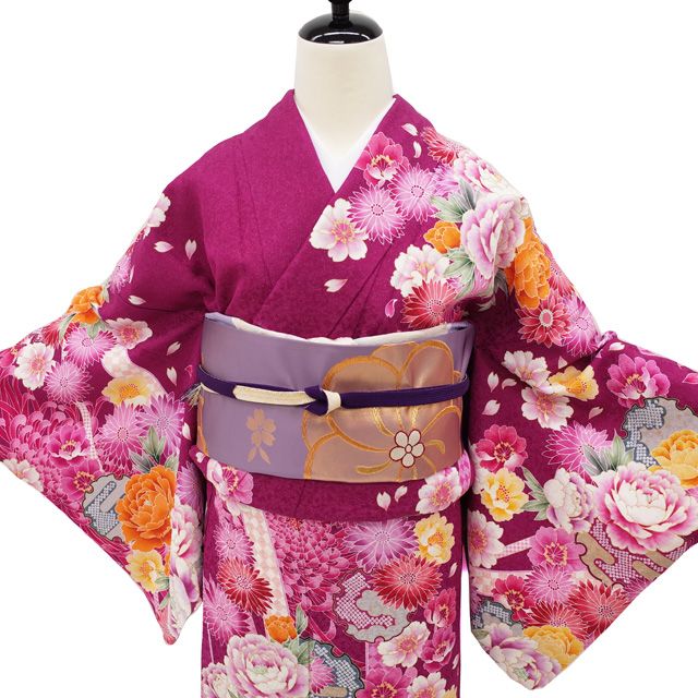 新古品】 訪問着 着物 正絹 袷 ラズベリーレッド 雪輪 四季の花 牡丹 桜 乱菊 花柄 フォーマル 春 秋 冬 未使用 仕立て上がり 身丈166.5  裄丈68.5 Ｌサイズ みやがわ hm0018 - メルカリ