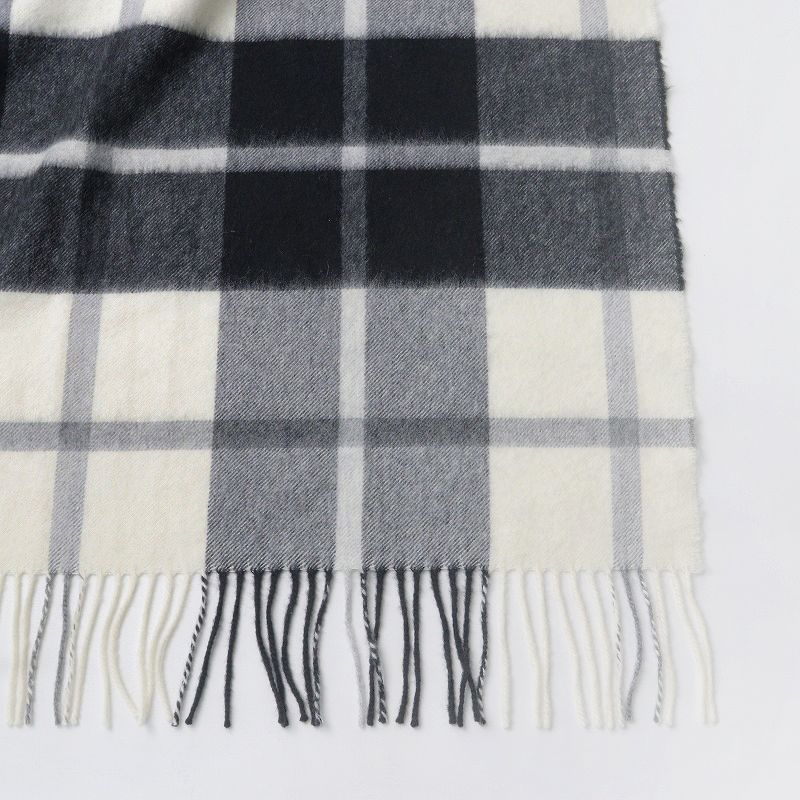 ジョンストンズ カシミヤ大判ストール グレー チェック柄