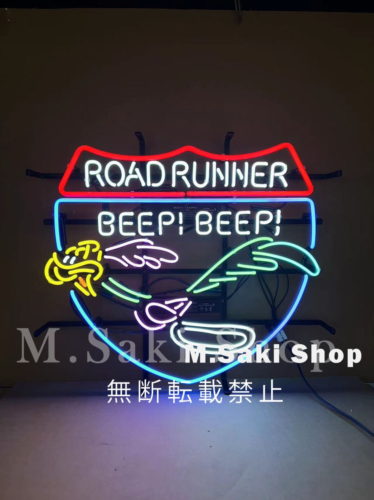 ロードランナー 特大 ネオン 看板 ライト ROAD RUNNER ウォール クロック ガレージ DIY USDM 世田谷ベース アメリカ ハワイシボレー インパラ 照明 店舗装飾 室内装飾 広告用看板 .