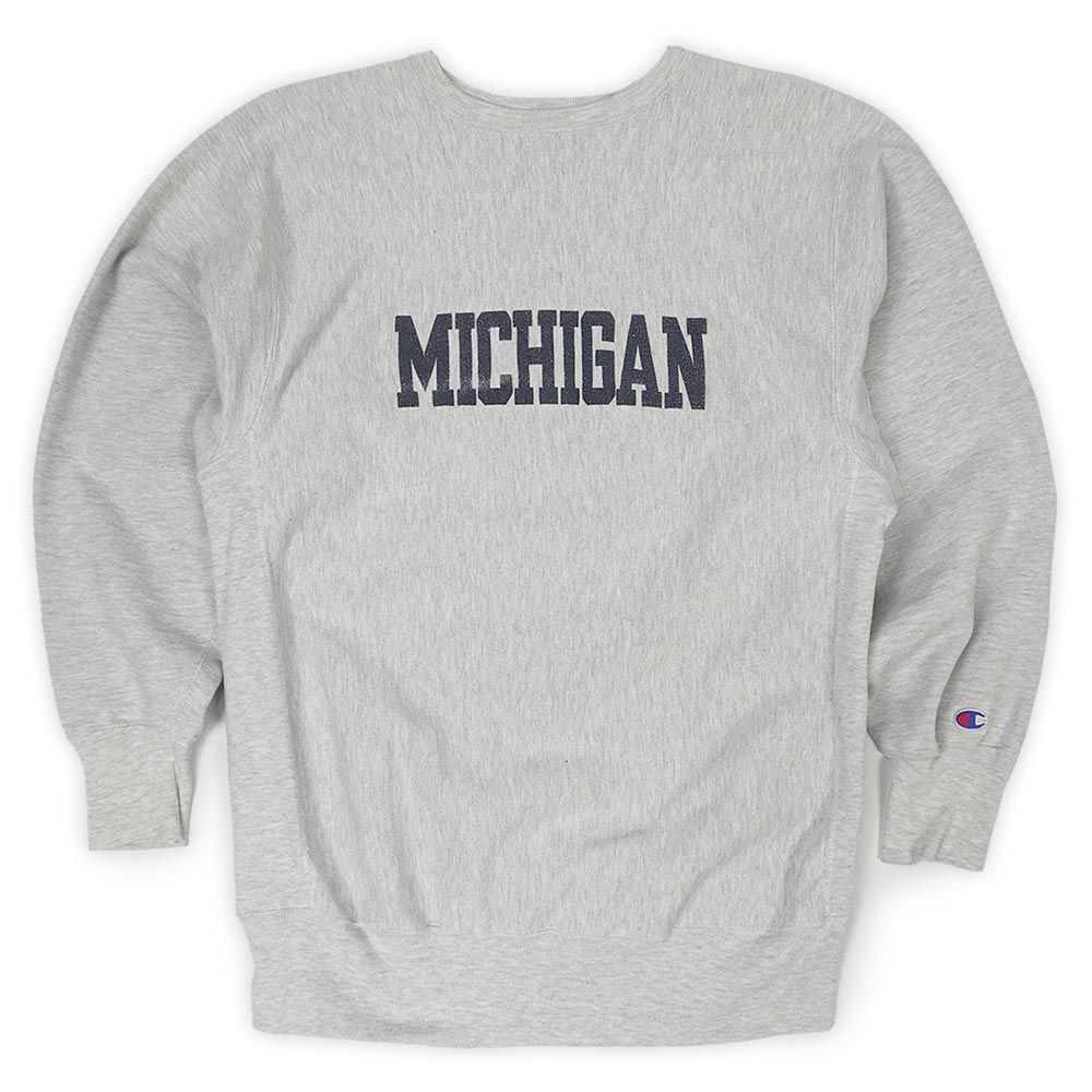 チャンピオン Champion 90s 90年代 リバースウィーブ スウェット REVERSE WEAVE MICHIGAN 刺?タグ MADE IN USA アメリカ製 ヴィンテージ 古着 トレーナー 霜降りグレー XXL【中古】