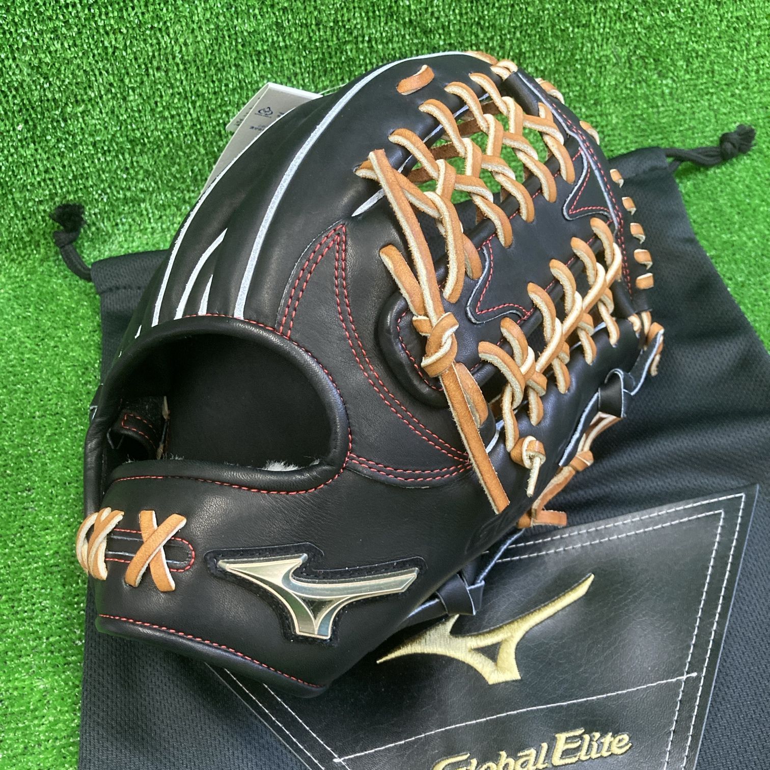 お気にいる ミズノ 硬式用グラブ ブラック×コルク サイズ16N 外野手用 内野手用