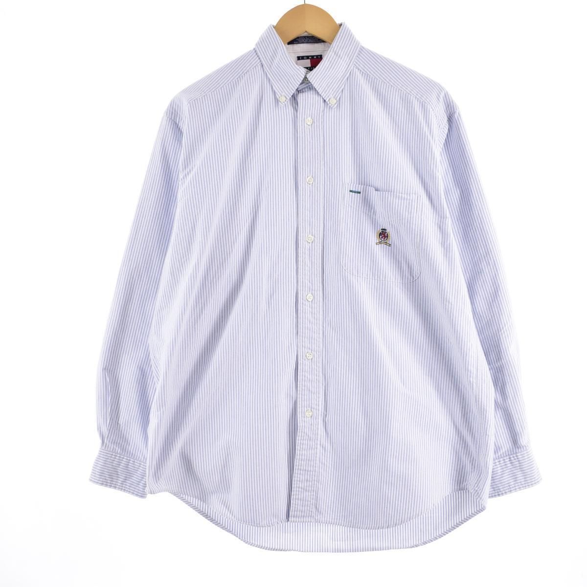 古着 90年代 トミーヒルフィガー TOMMY HILFIGER 長袖 オックスフォード ボタンダウンストライプシャツ メンズL ヴィンテージ/eaa321389