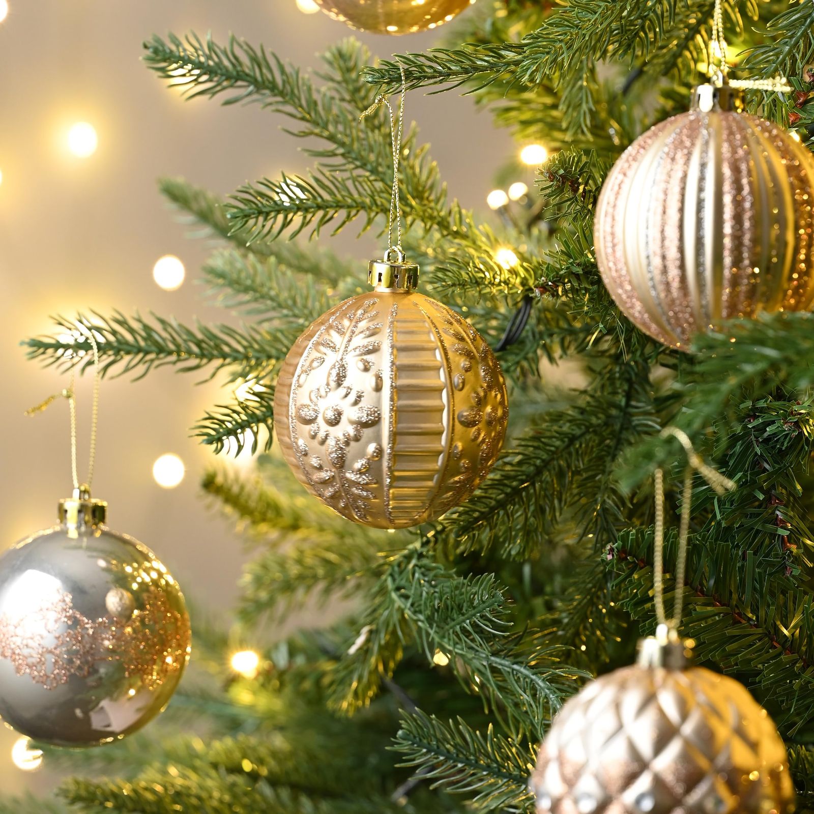 北欧風 ボール 豪華 大きめ クリスマス 8cm 16個入りセット ローズ