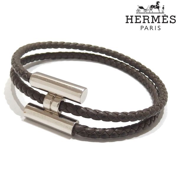 ☆HERMES tournis tresse bracelet 編み込み レザー トゥルニ トレッセ ブレスレット Hロゴ エルメス☆ - メルカリ