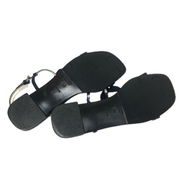 PRADA プラダ アンクルストラップ ビジュー サンダル ネイビー