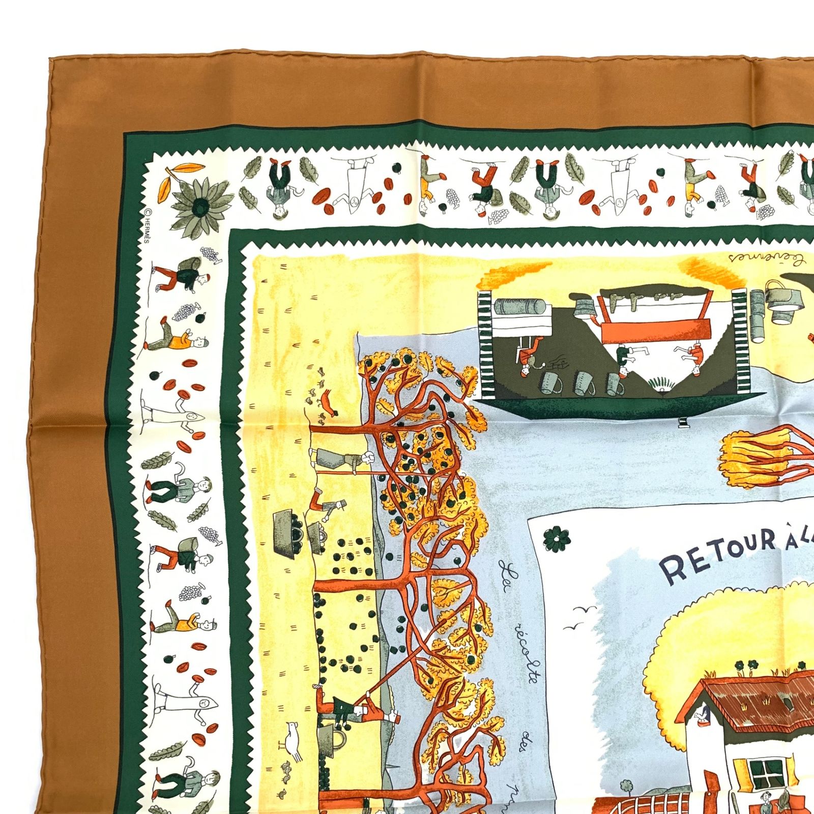 極美品 希少カラー HERMES エルメス カレ90 RE TOUR A LA TERRE
