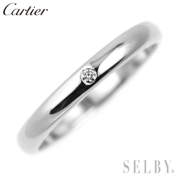 カルティエ Pt950 ダイヤモンド リング バンド 美品*.゜SALE カルティエ Pt950 ダイヤモンド リング 1895 バンド 51号 カルティエ