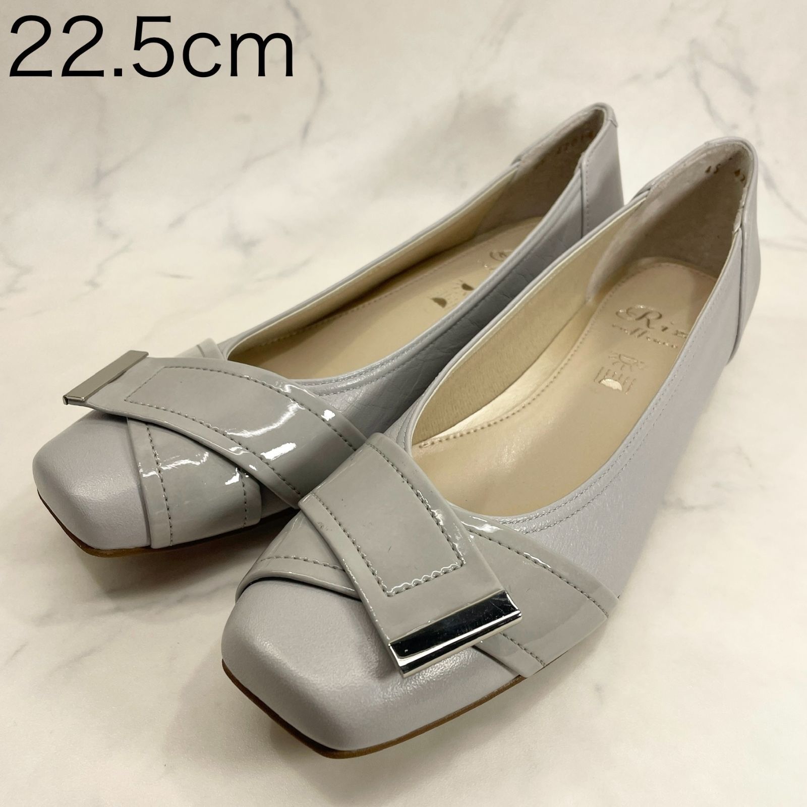 【新品 訳あり】【レイン対応】リズラフィーネ　　ベルト巻きスクエアトゥパンプス　22.5㎝　グレー