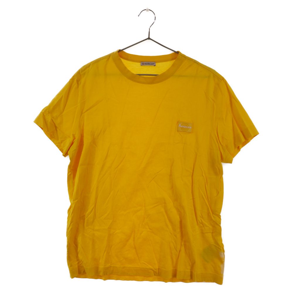 MONCLER (モンクレール) 20SS ロゴ刺繍 Uネック 半袖Tシャツ F10918C73300 イエロー