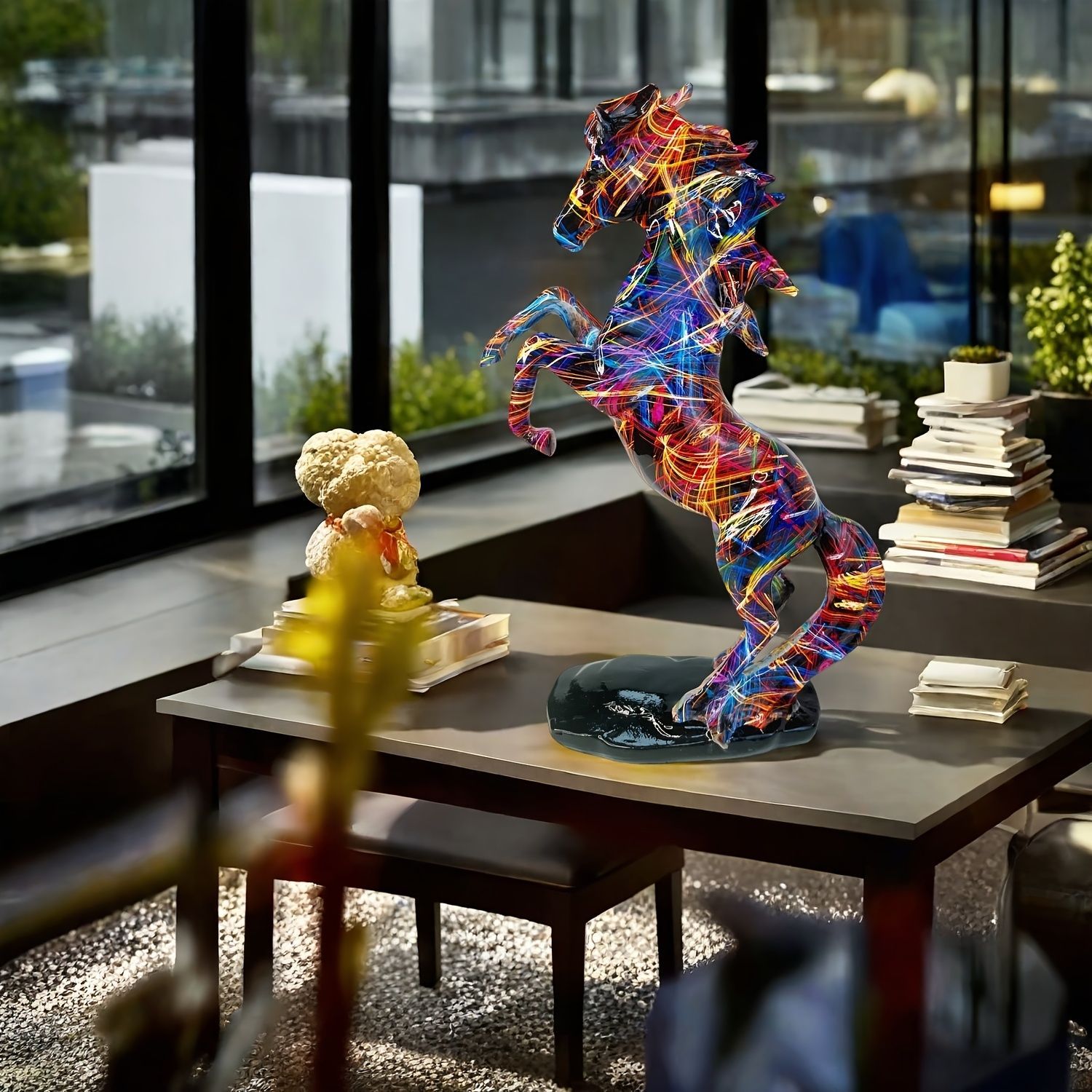 ホース 馬 置物 オブジェ インテリア カラフル デザイン 樹脂製