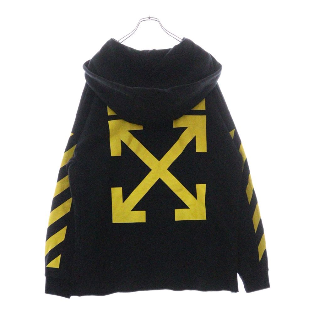 OFF-WHITE オフホワイト サイドスリット バックプリント プルオーバーパーカー スウェット ブラック