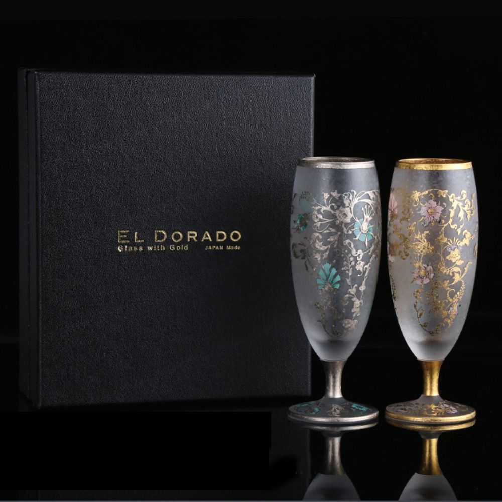 EL DORADO 花柄装飾 グラス 2個セット