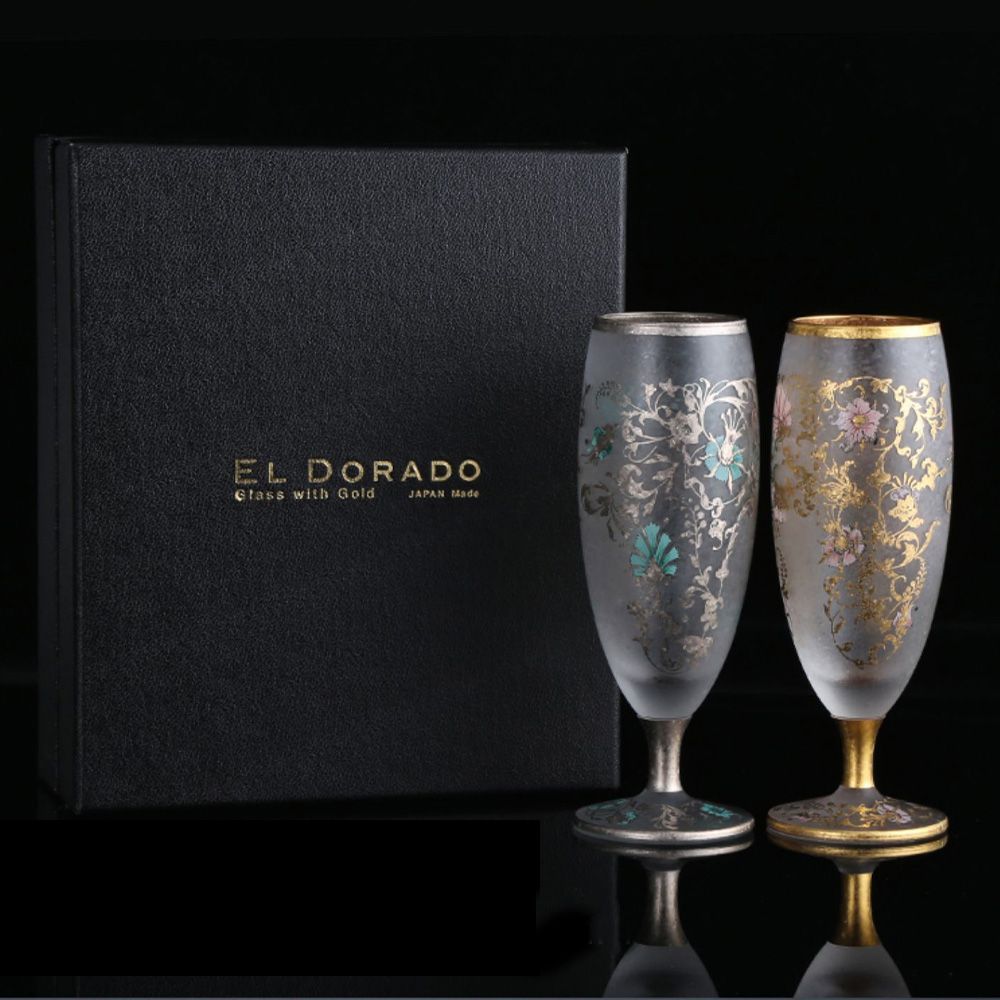 EL DORADO ARABESQUE アラベスクグラス ペアセット アデリア 125ml 高級 金 銀華やか 高級 ゴージャス 日本製 豪華 ギフト 化粧箱 職人 おしゃれ 母の日 お誕生日 開店祝い 結婚 記念