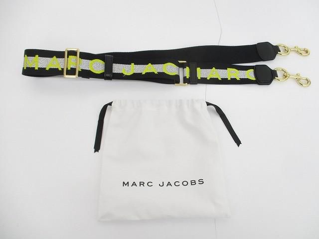 マーク ジェイコブス MARC JACOBS ザ ロゴ ウェビングストラップ ナイロン ブラック イエロー レディース