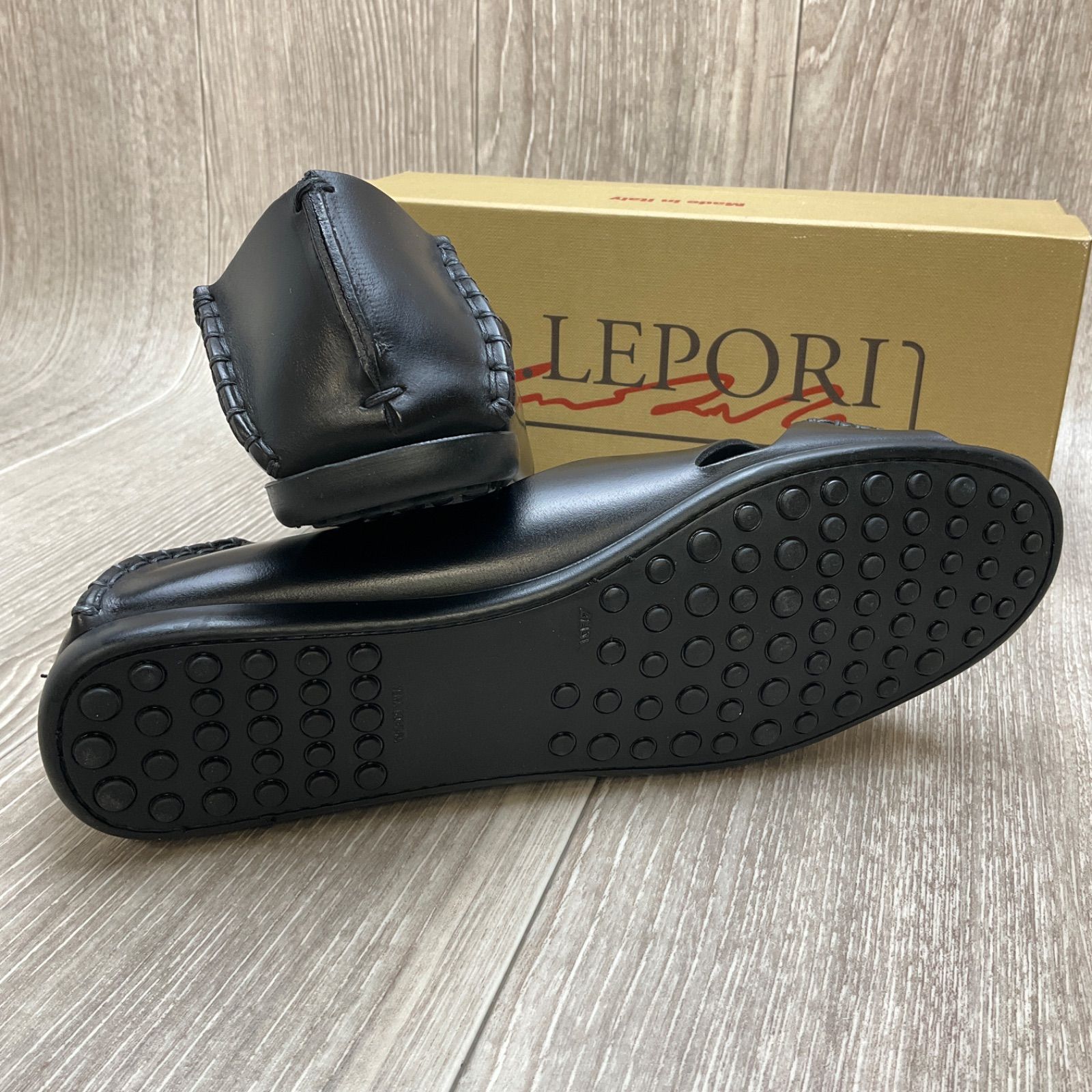 D.LEPORI◇レザークロスサンダル◇ブラック◇イタリア製婦人革靴
