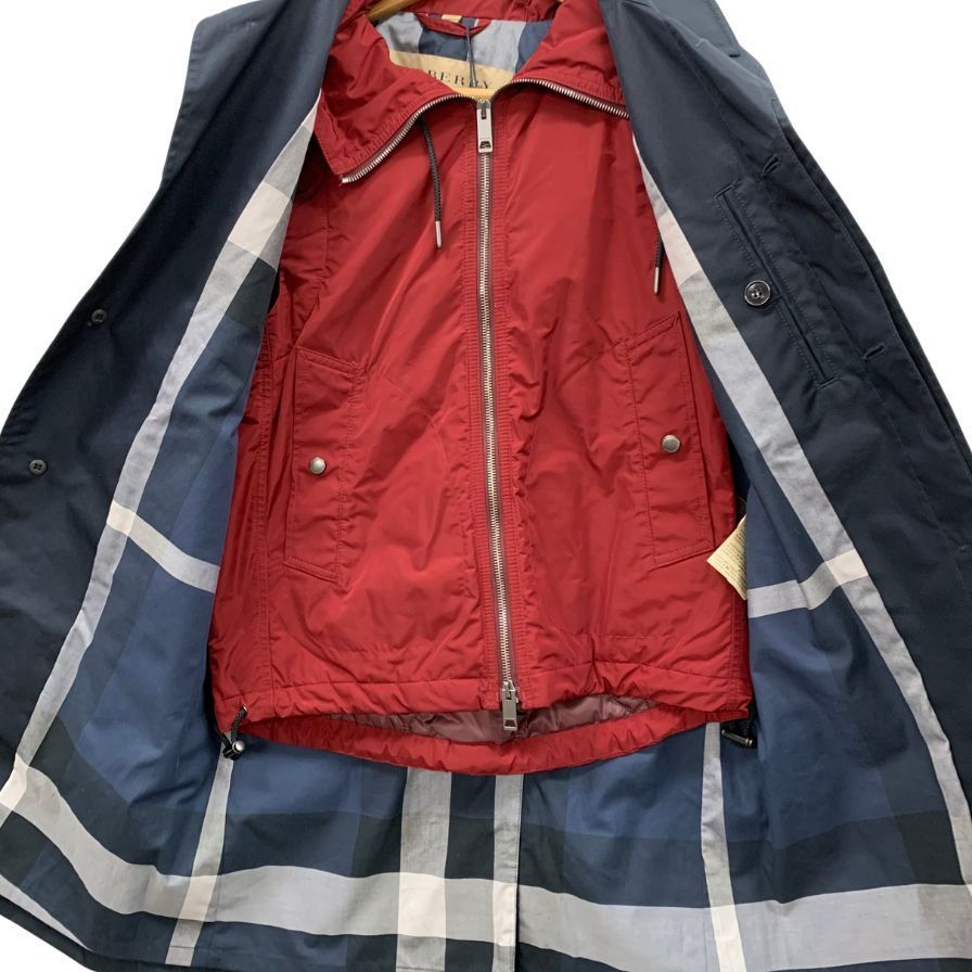 バーバリー ステンカラーコート メンズ ネイビー サイズ44【AFB32