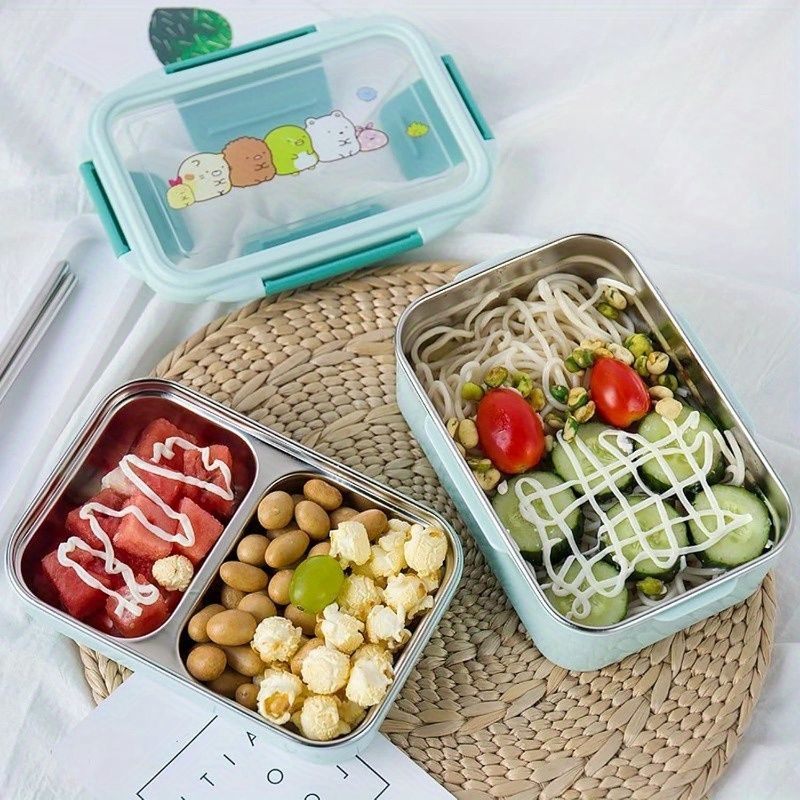 弁当箱漫画弁当箱ステンレススチール二重層食品容器ポータブルピクニック学校弁当箱Ppp
