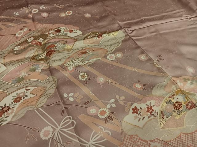 平和屋着物○訪問着 駒刺繍 地紙草花文 金彩 正絹 逸品 CAAV6704vf