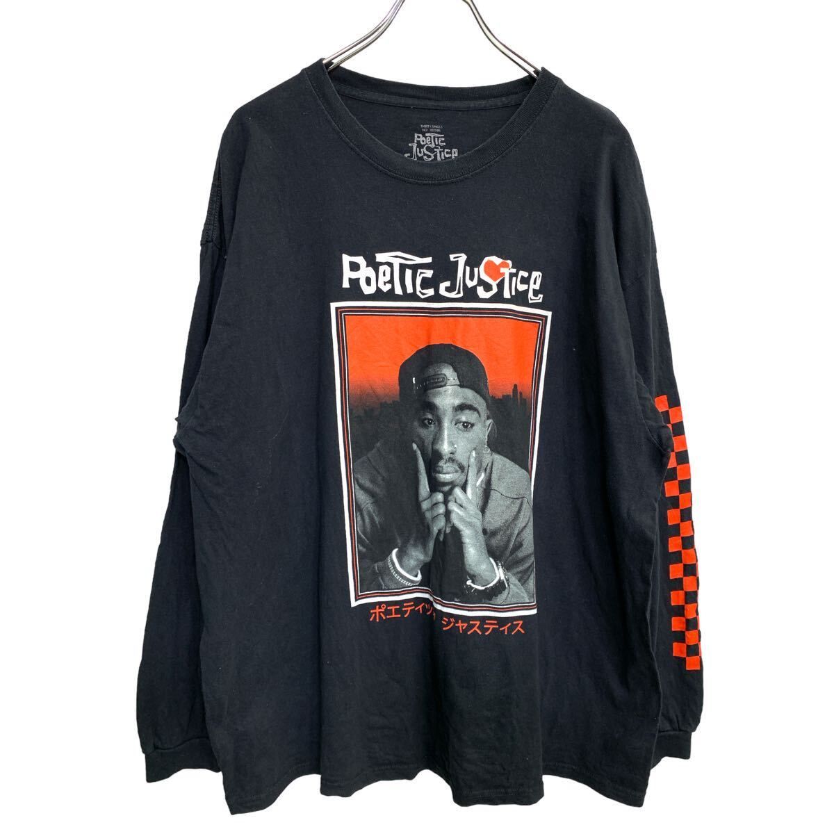 POETIC JUSTICE ロングTシャツ 2XLサイズ ポエスティックジャスティス ブラック コットン メキシコ製 古着卸 アメリカ仕入 t2408-3523