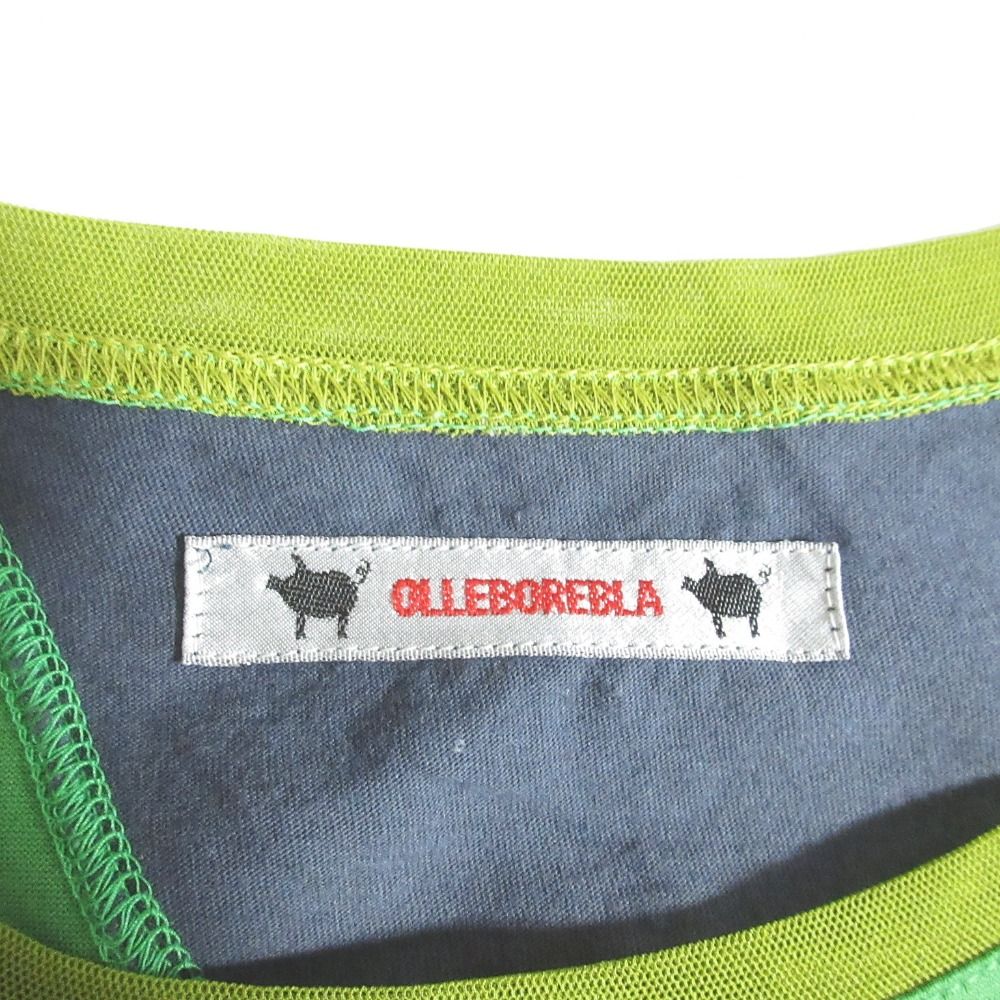美品 OLLEBOREBLA アルベロベロ オレボレブラ ぶたさん 刺繍 カットソー グリーン マルチカラー レディース 古着 中古 美品 OLLEBOREBLA アルベロベロ オレボレブラ ぶたさん 刺繍