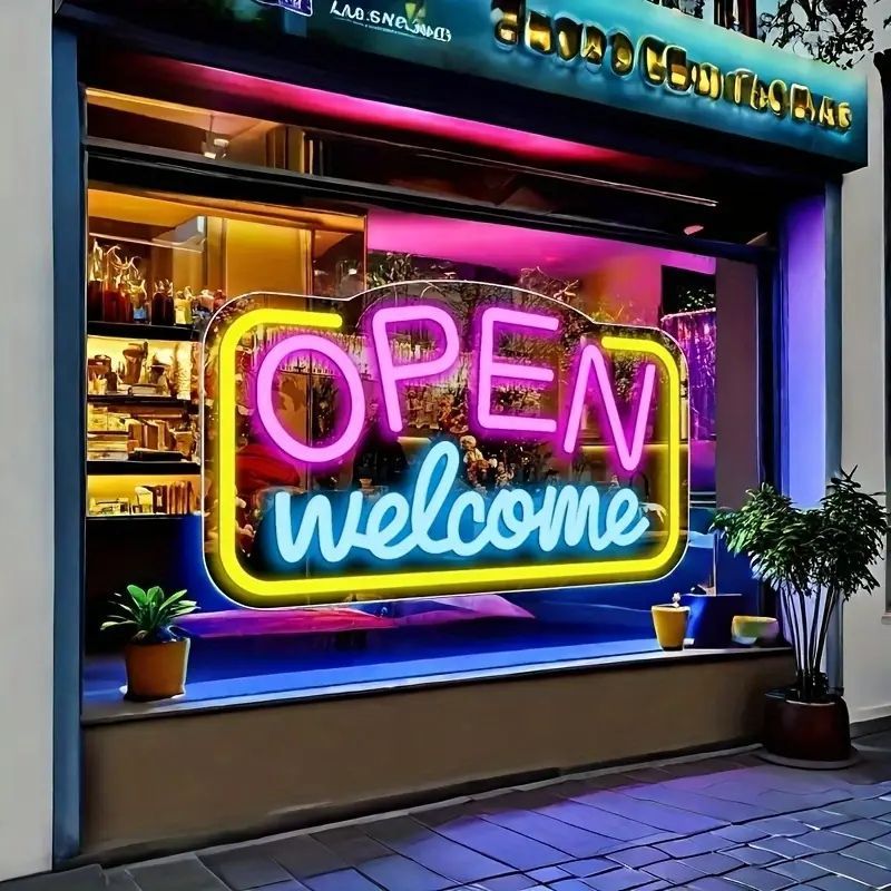 Ñew【最安値ネオン祭り】特大 オープンウエルカムＯＰＥＮネオン管LED看板 4,576円
