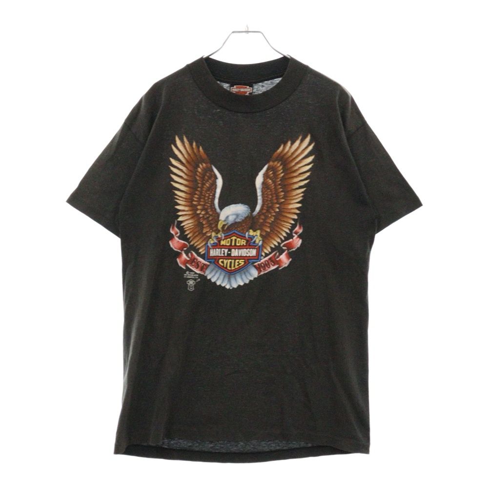 HARLEY DAVIDSON (ハーレーダビッドソン) 80S VINTAGE 3D EMBLEM TEE ヴィンテージ エンブレム プリント 半袖Tシャツ カットソー ブラック