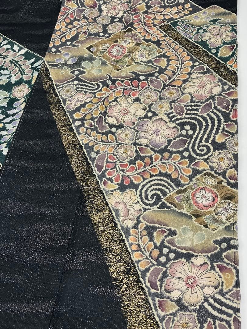 桐屋 翠山工房 辻ヶ花 訪問着 落款入 銀通し 絞り 金彩 正絹 躾糸付き