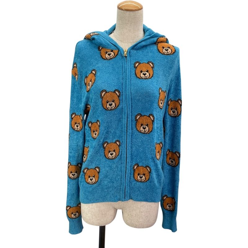 モスキーノ MOSCHINO テディベアフーディパーカー ブルー レーヨン レディース パーカー