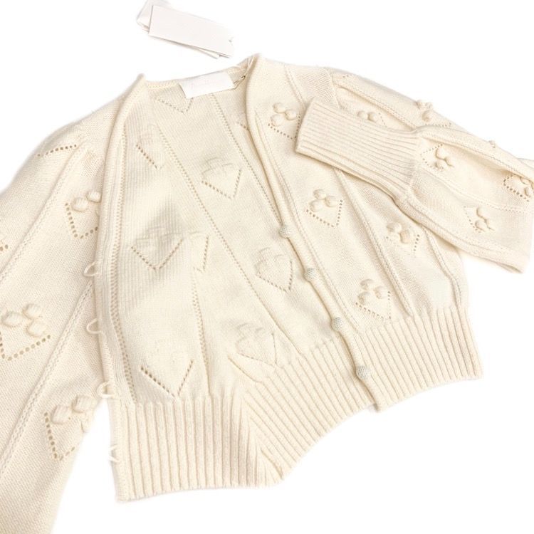 マメクロゴウチ Bubble Cropped Knitted Cardigan-