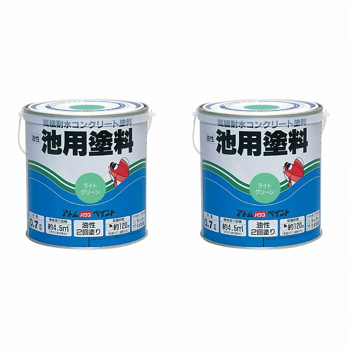 アトムハウスペイント 油性池用塗料0.7L ライトグリーン 2缶セット【BT-56】 バックティースショップ メルカリ