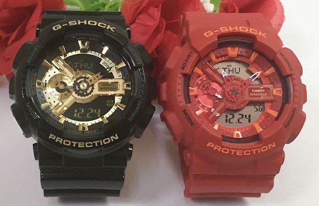 恋人たちのGショック ペアウオッチ  G-SHOCK   ペア腕時計 カシオ 2本セット gショック GA-110GB-1AJF GA-110AC-4AJFプレゼント  ラッピング無料  手書きのメッセージカードお付けします 　夫婦　クリス