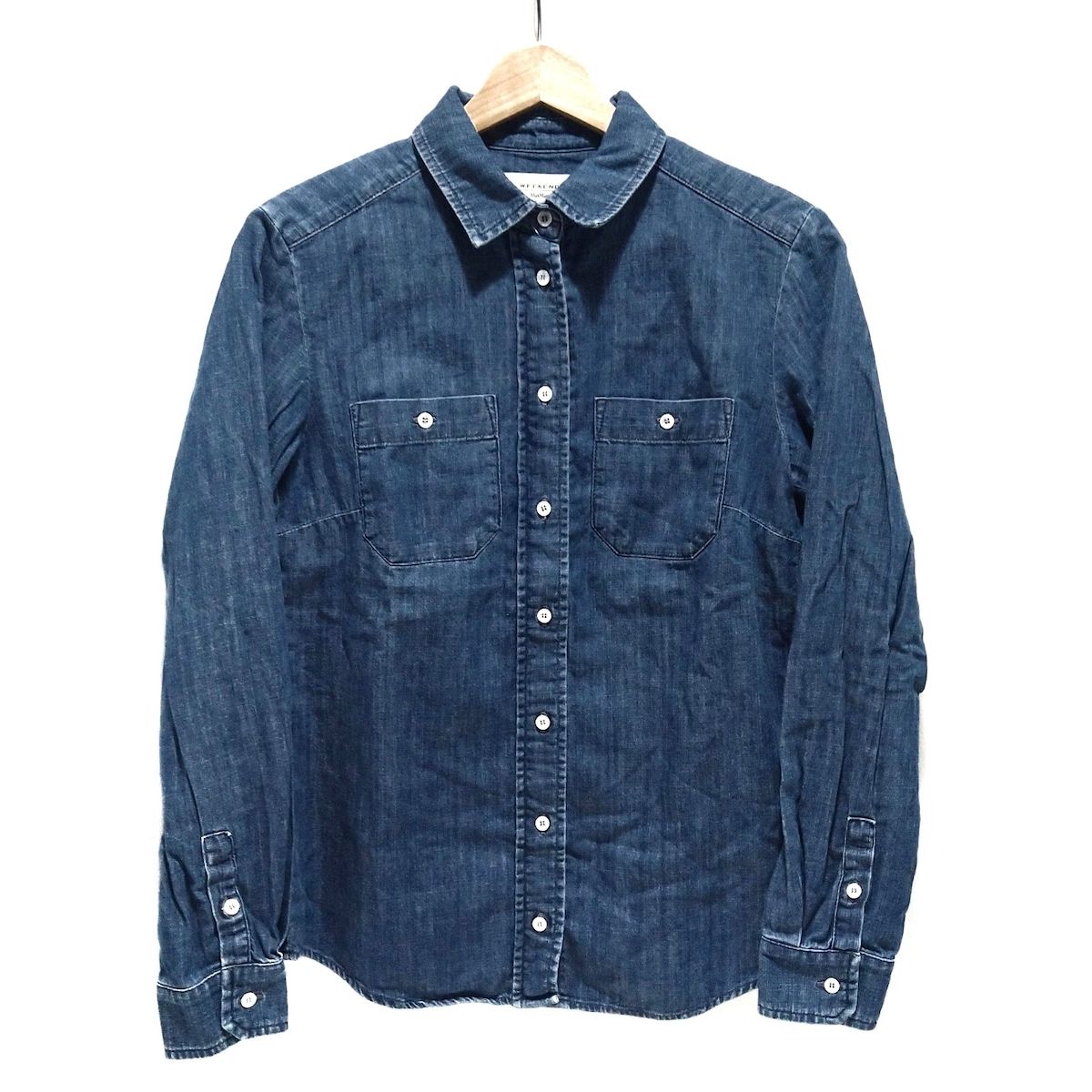 最終値下げWEEKEND MaxMara ほぼ新品ライトブルー 長袖シャツ36 Cotton poplin shirt, light blue | Weekend Max Mara