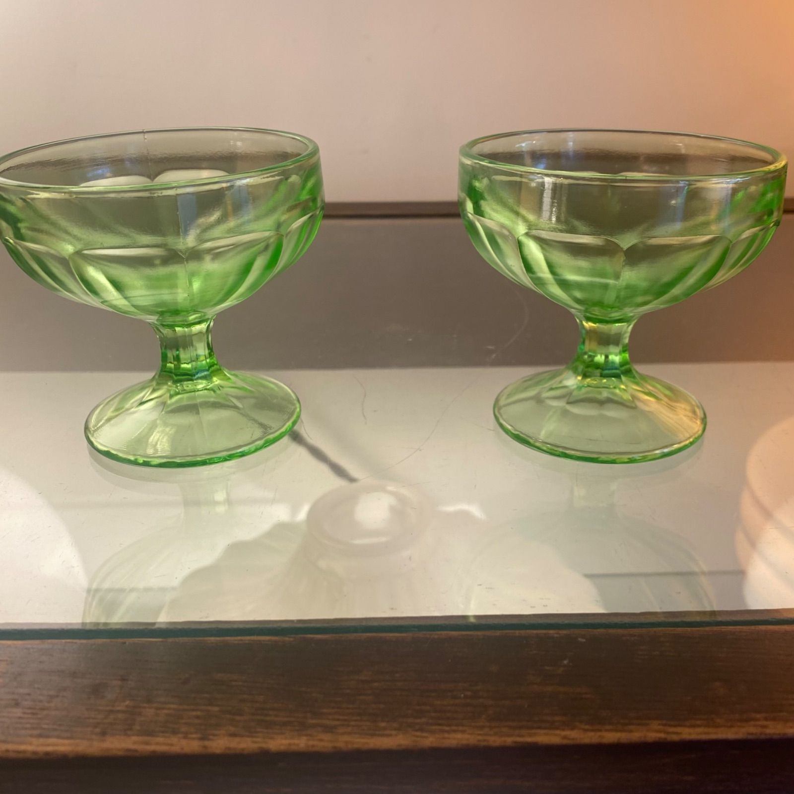 希少】ウランガラス 古ガラス デザートカップ アンティーク