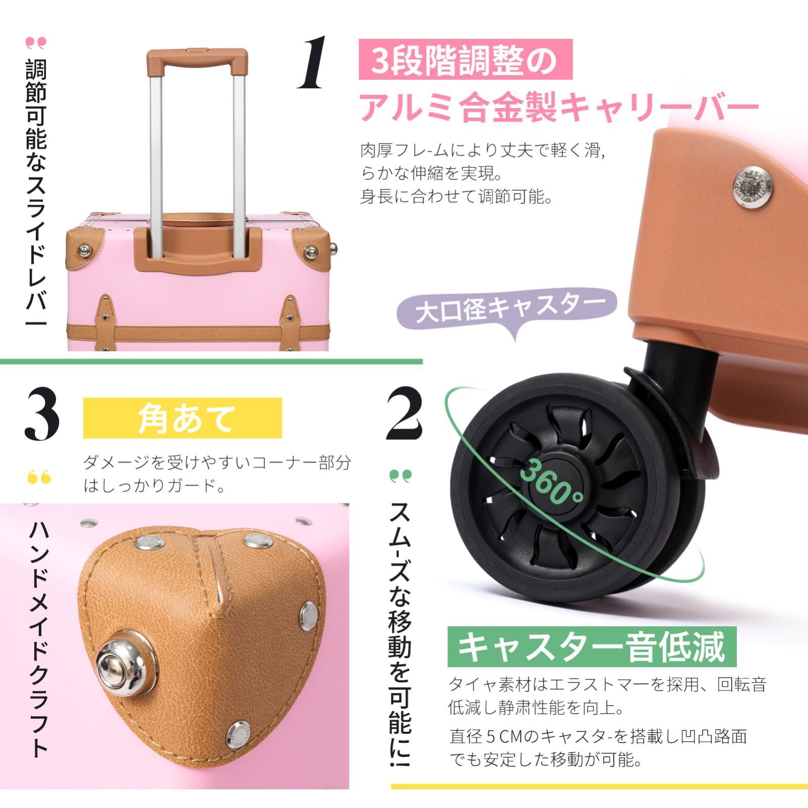 在庫処分 セット TSAロック搭載 スーツケース メッシュポケット付き 静音キャスター 360度回転 ヴィンテージスタイル 大容量 旅行 urecity ビジネス 出張