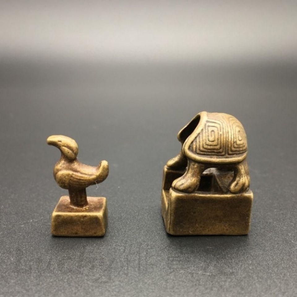銅印章 五大神獣 印材 印鑑 書道具 文房具 装飾品 工芸品 美術品 置物 銅製 四大神獣 青龍 白虎 朱雀 玄武 子母印章 書道具 文房具