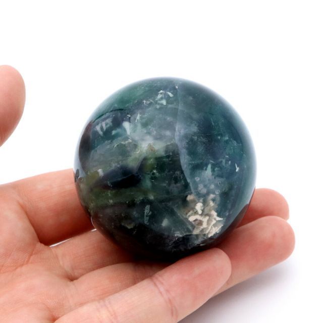 エンジェルフェザー フローライト 丸玉 スフィア 直径 約53mm 台座付き