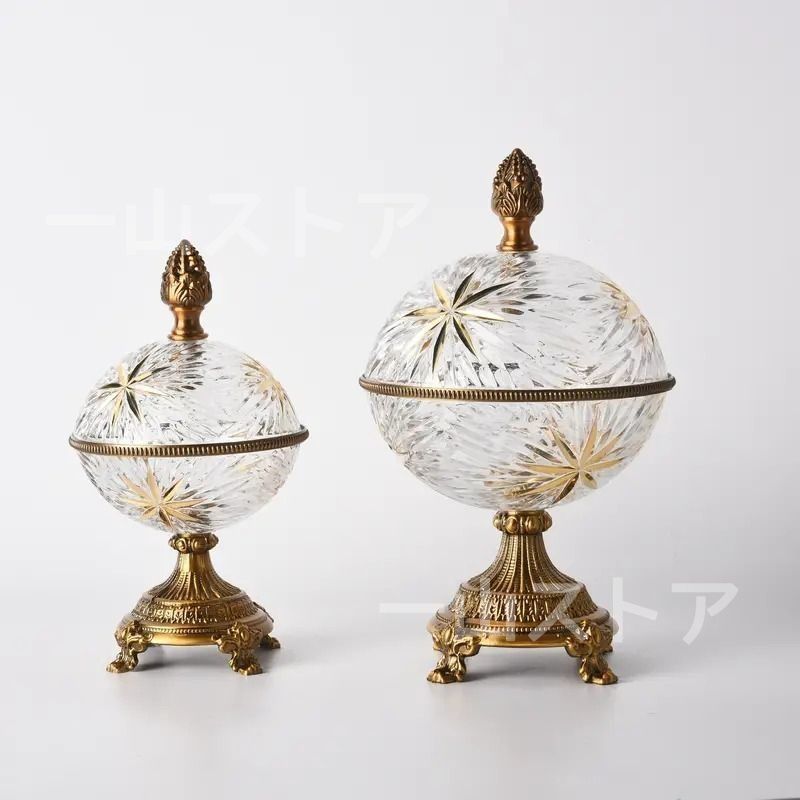♥ 収納ケース ゴールド ガラス レトロな金塗装ガラスフルーツプレート モデルルーム ホームリビングルーム ダイニングテーブル コーヒーテー