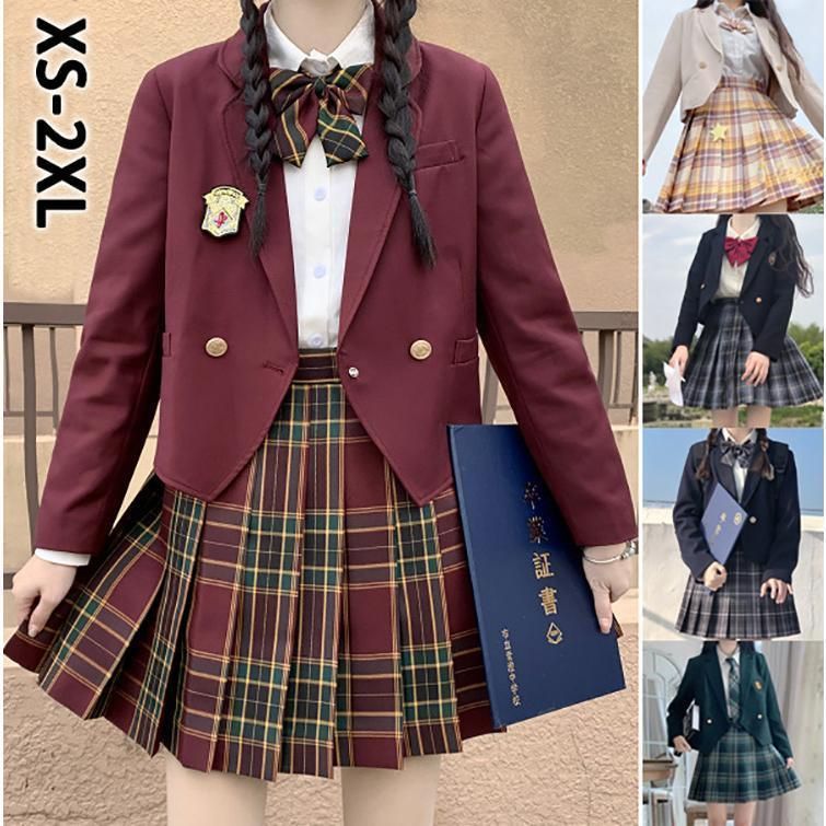 卒業式 スーツ 女の子 5点セット 長袖シャツ ＋ スカート 蝶結び |ネクタイ バッジ jk制服 入学式スーツ 高校生 小学生 小学校 女子高生 XS S ZYP37注目シリーズ