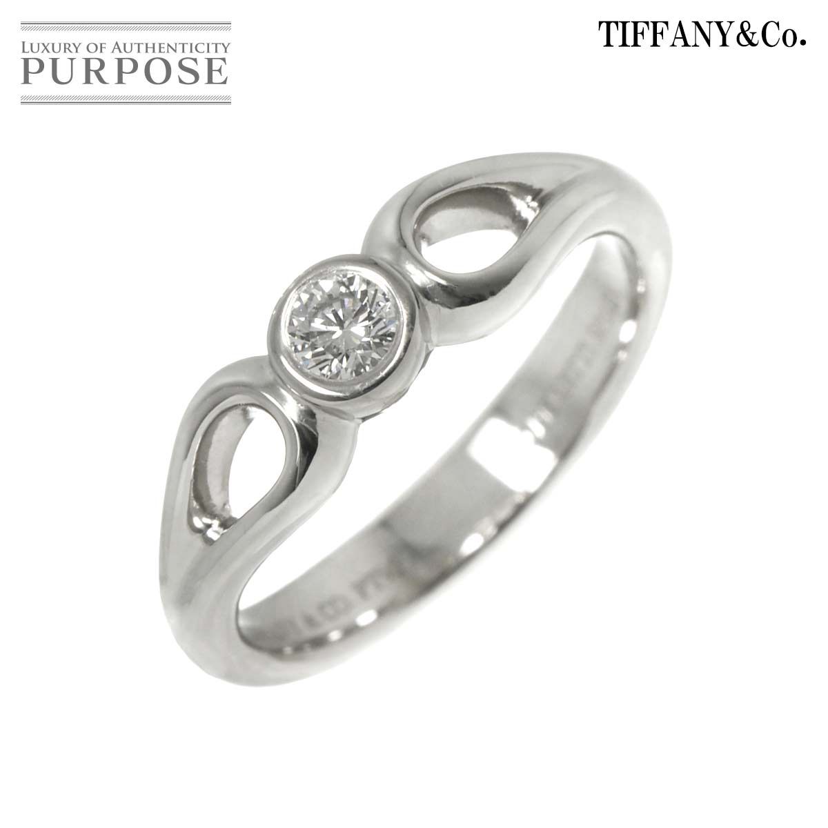 ティファニー TIFFANY-Co. ダブルオープン ティアドロップ 12.5号 リング ダイヤ Pt プラチナ 指輪 Diamond Ring 90295454